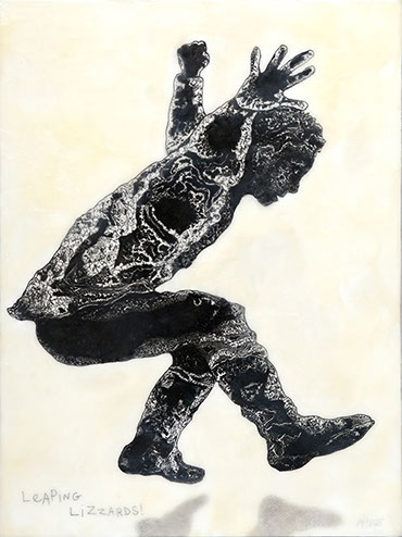 Monotype "Leaping Lizzards" by Normandie Hand