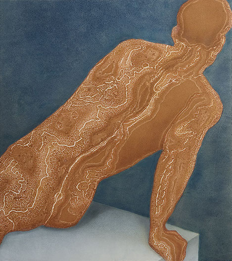 Monotype "Untitled (Man on Pedastel)" by Normandie Hand